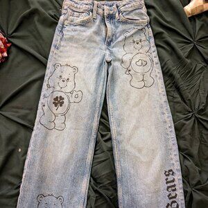 H&M Care Bears girls jeans, size 8-9, like new!